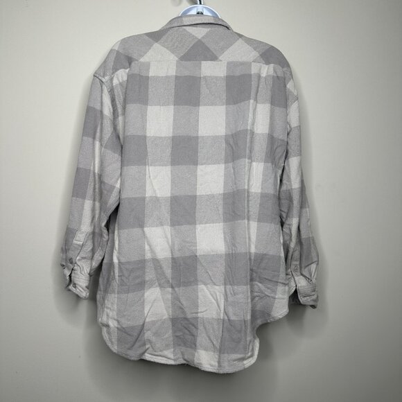 Aerie Grey Checkered Oversized Button Front Flannel Shirt Women's Small - Picture 4 of 5